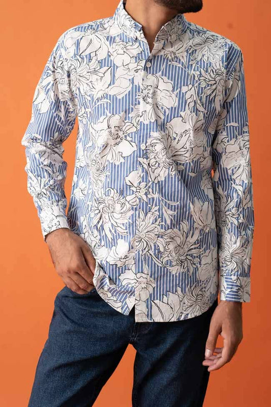 Gravity Men's Button Down Floral Casual Shirt