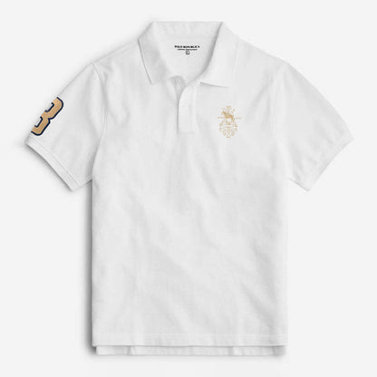 Polo Republica Men's Rider Crest & 3 Embroidered Short Sleeve Polo Shirt Men's Polo Shirt Polo Republica White S 
