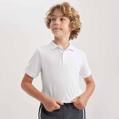 Class Time Boy's Short Sleeve Pique Polo Shirt White