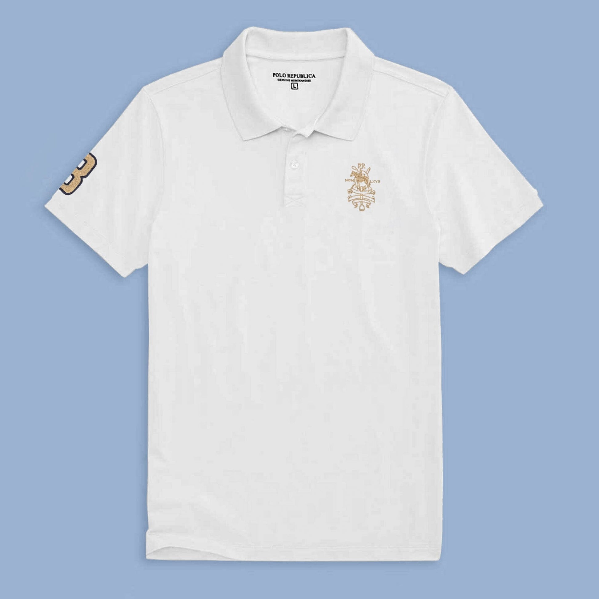 Polo Republica Men's PR Pony Crest & 3 Embroidered Short Sleeve Polo Shirt Men's Polo Shirt Polo Republica 