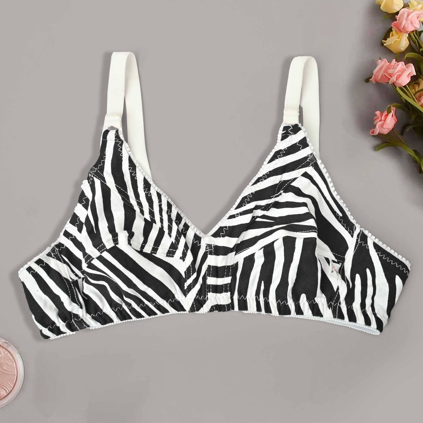 Smart Women's Zebra Printed Basic Jersey Bra