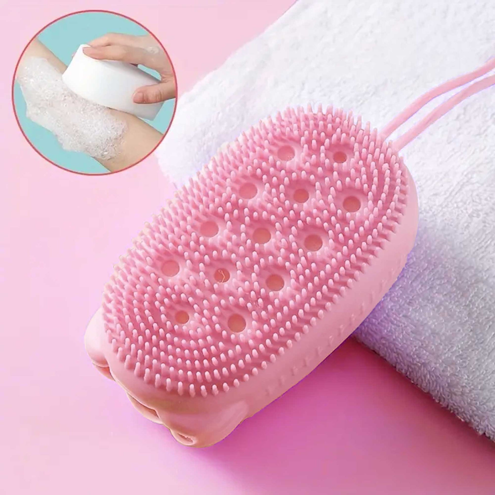 Super Soft Silicon Bubbles Bath Brush Health & Beauty RAM Pink 
