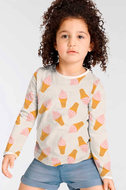 Girl's Ice Cone Printed Long Sleeve Fleece Sweatshirt Girl's Sweat Shirt SZK 