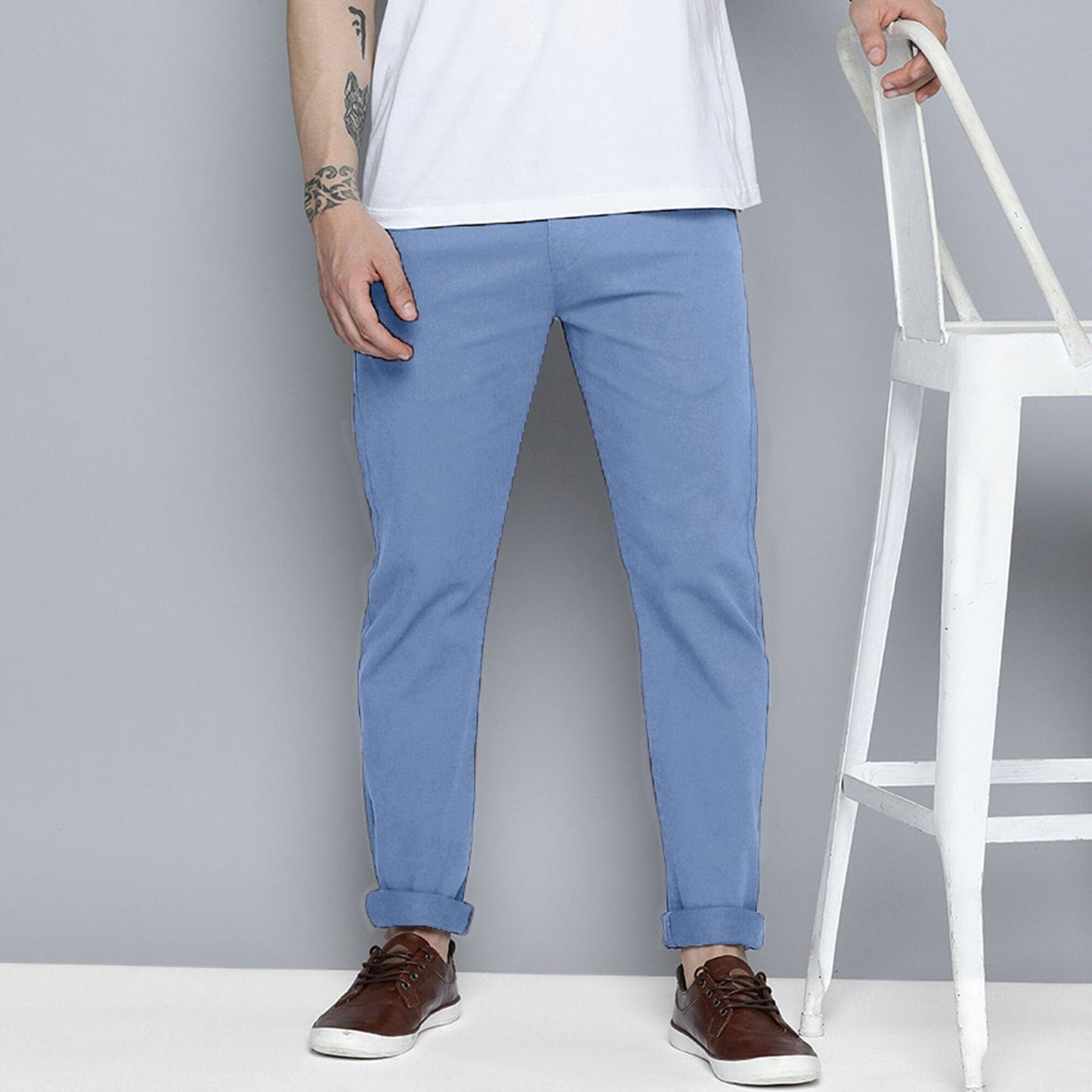 Urban Look Men's Slim Fit Chino Pants Men's Chino First Choice Powder Blue 28 30