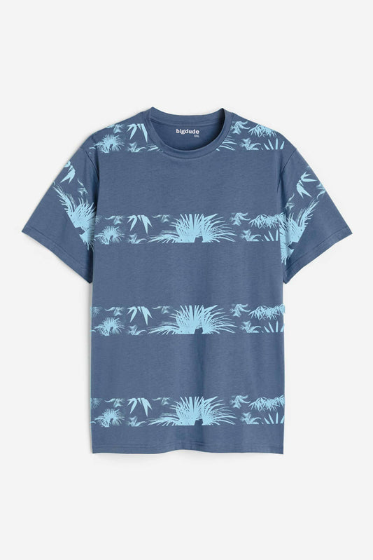 Men's Palm Tree Printed Crew Neck Tee Shirt Men's Tee Shirt Image 