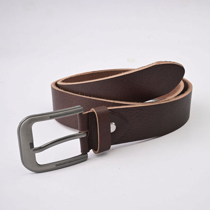 L&L Men's Cherriz Silver Grey Buckle PU Leather Belt Men's Belt LNL Chocolate 30-32 
