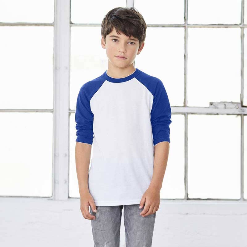 R-Youth Boy's Raglan Sleeves Tee Shirt Boy's Tee Shirt First Choice White & Blue 7-8 Years 