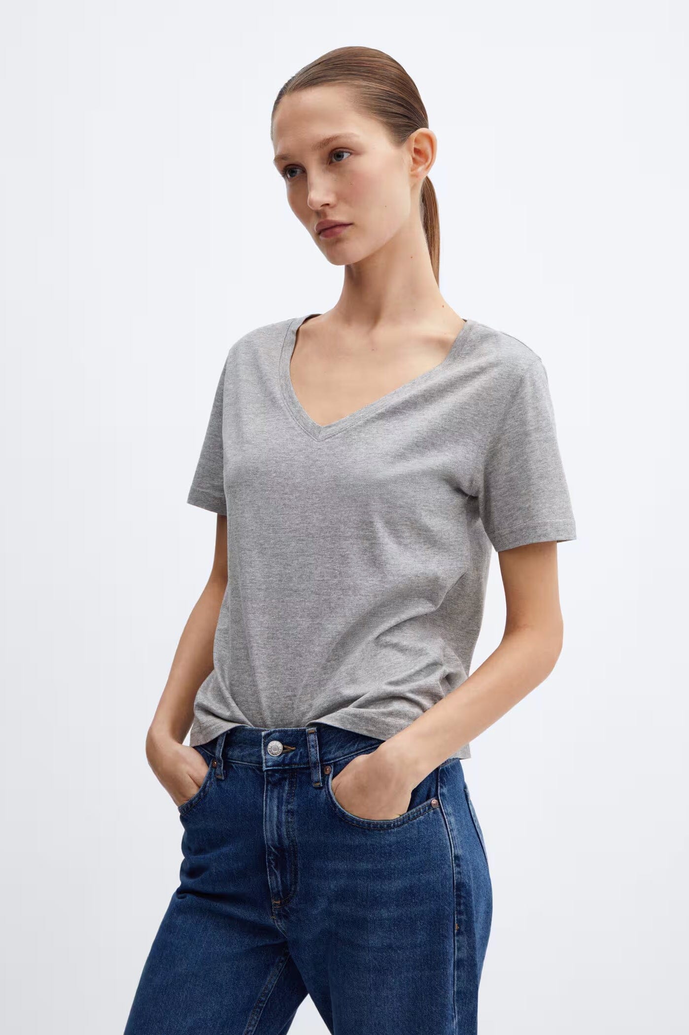 Berydale's Signature Comfort: Women's Premium Cotton Blend V-Neck Tee Women's Tee Shirt Image 