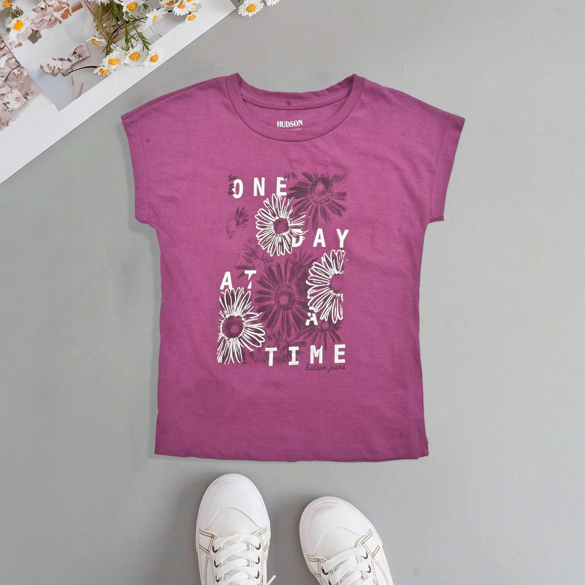 Hudson Girl's One Day At Time Printed Tee Shirt
