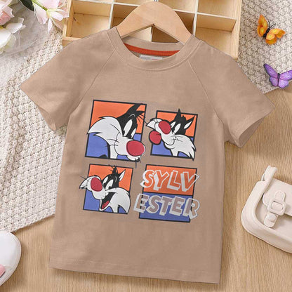 Minoti Kid's Sylv Ester Printed Tee Shirt Boy's Tee Shirt SZK Khaki 3-4 Years 