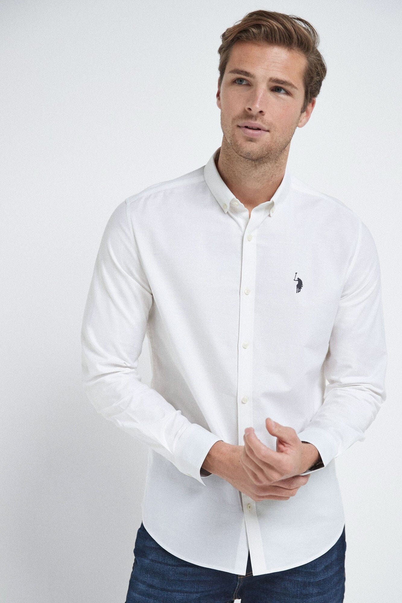 Polo Republica Men's Signature Pony Embroidered Solid Casual Shirt Men's Casual Shirt Polo Republica White S 