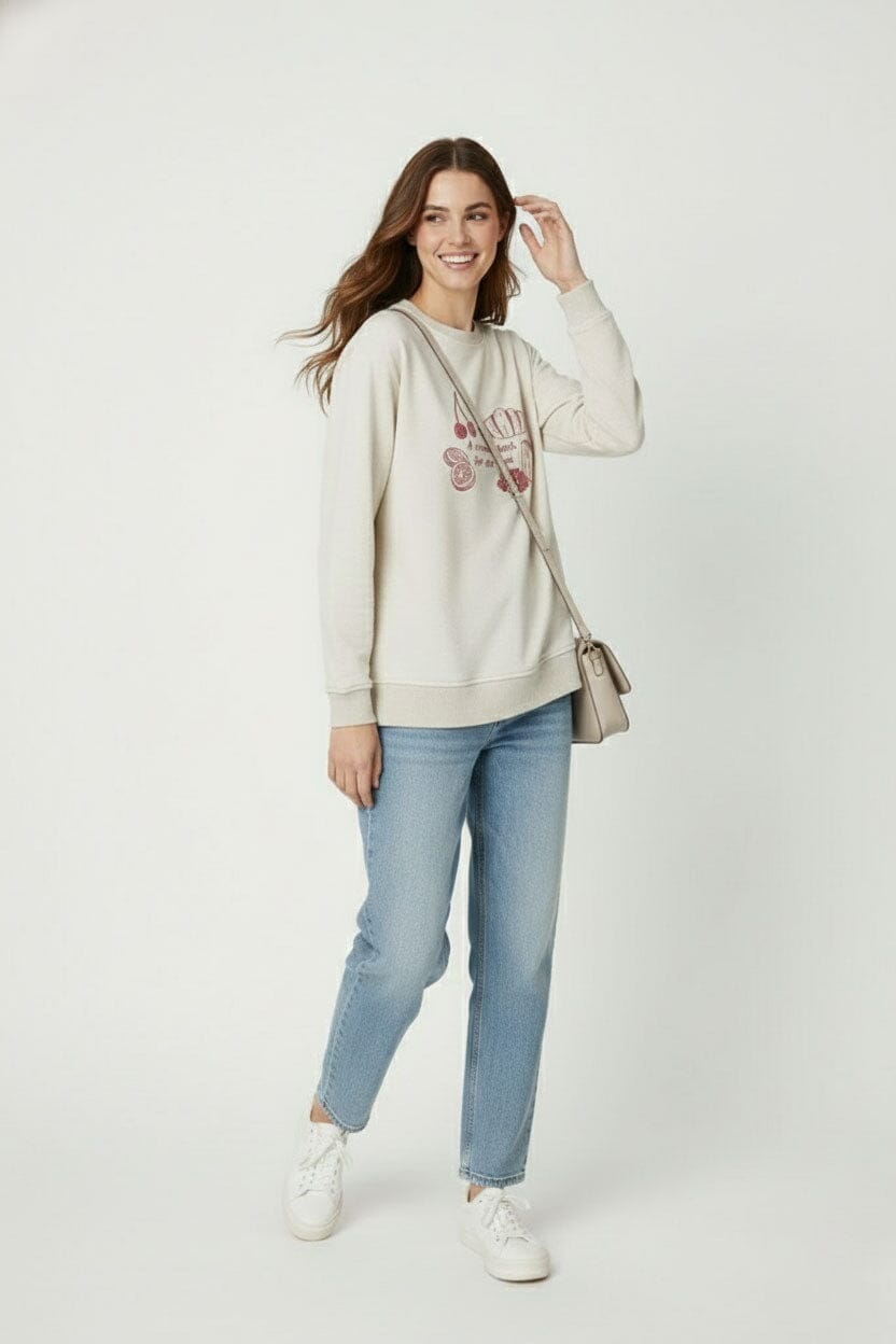 L.A.T Women's Printed High Low Hem Minor Fault Sweat Shirt