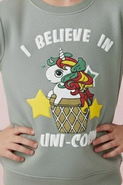 Minoti Girl's Believe In Uni-Corn Sweatshirt