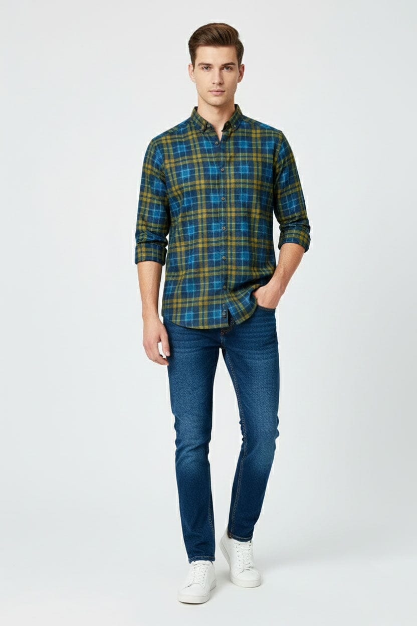 Scanners Men's Plaid Casual Shirt
