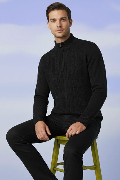 VT Men's Cable Knit Zipper Sweater