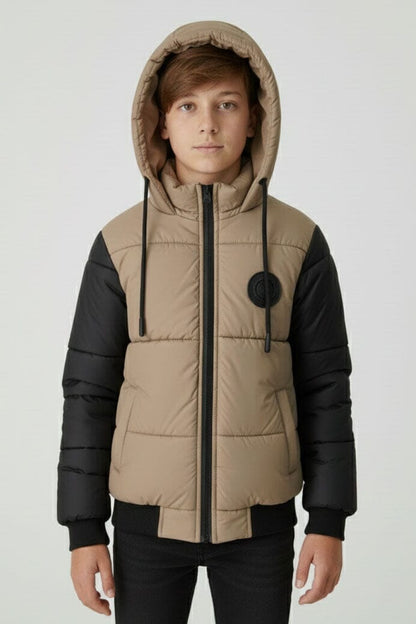 Boy's Hooded Contrast Puffer Jacket