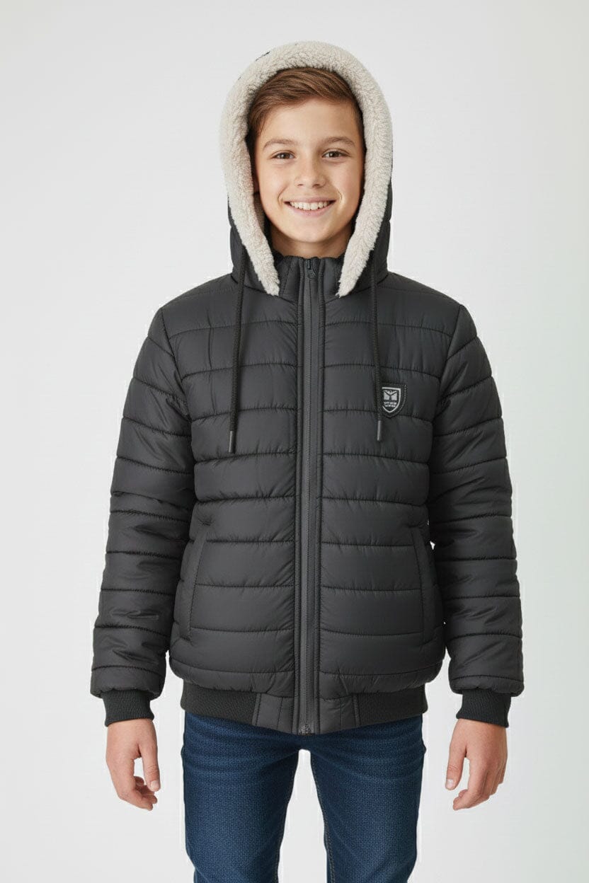 Boy's Fur Hooded Puffer Jacket