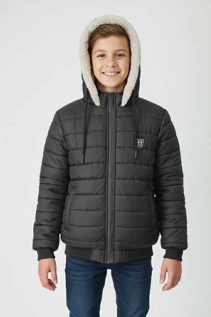 Boy's Fur Hooded Puffer Jacket