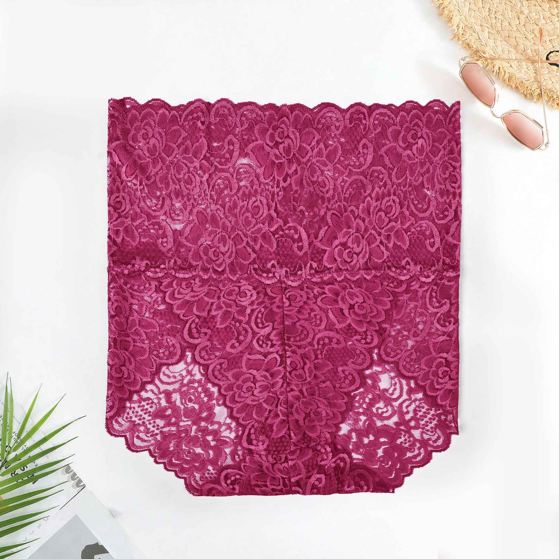 High Waist Lace Underwear in Hot Pink