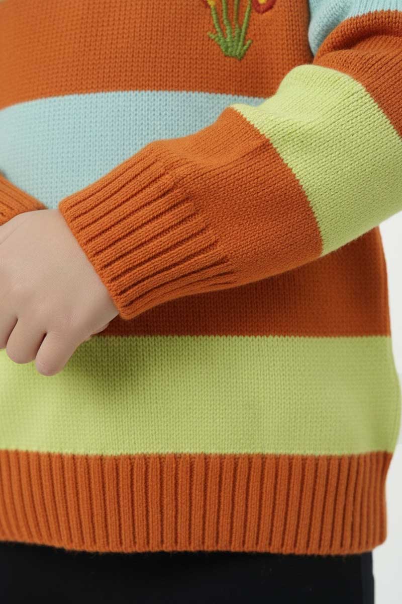 Yes Mom Girl's Flower Knitted Sweater