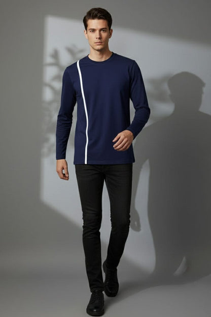 Men's Striped Long Sleeve Minor Fault Tee Shirt