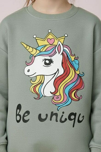Minoti Girl's Unicorn Fleece Sweatshirt