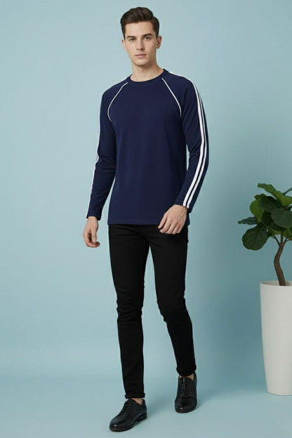 Men's Striped Raglan Sleeve Tee Shirt