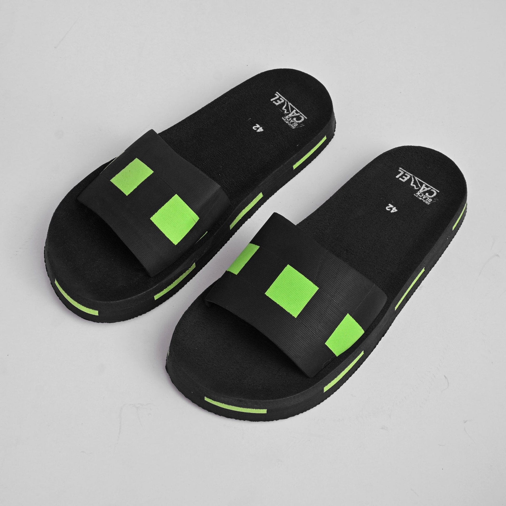 Black Camel Men's Dots Design Soft Slides Men's Shoes Hamza Traders Black & Green EUR 39 