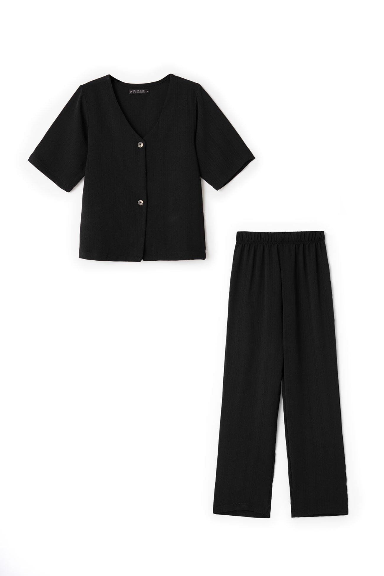 East West Women's V-Neck Textured Co-Ord Set