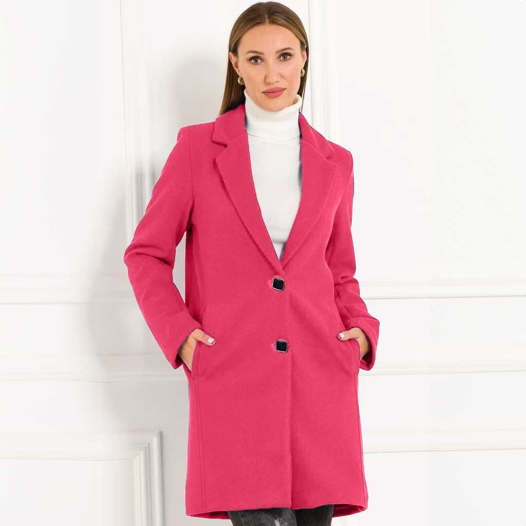 Classic Fashion Women's Winter Outwear Wool Long Coat Women's Jacket First Choice Shocking pink M 