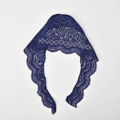 Women's Nessebar Fancy Net Design Under Scarf Hijab Cap Women's Accessories De Artistic Navy 