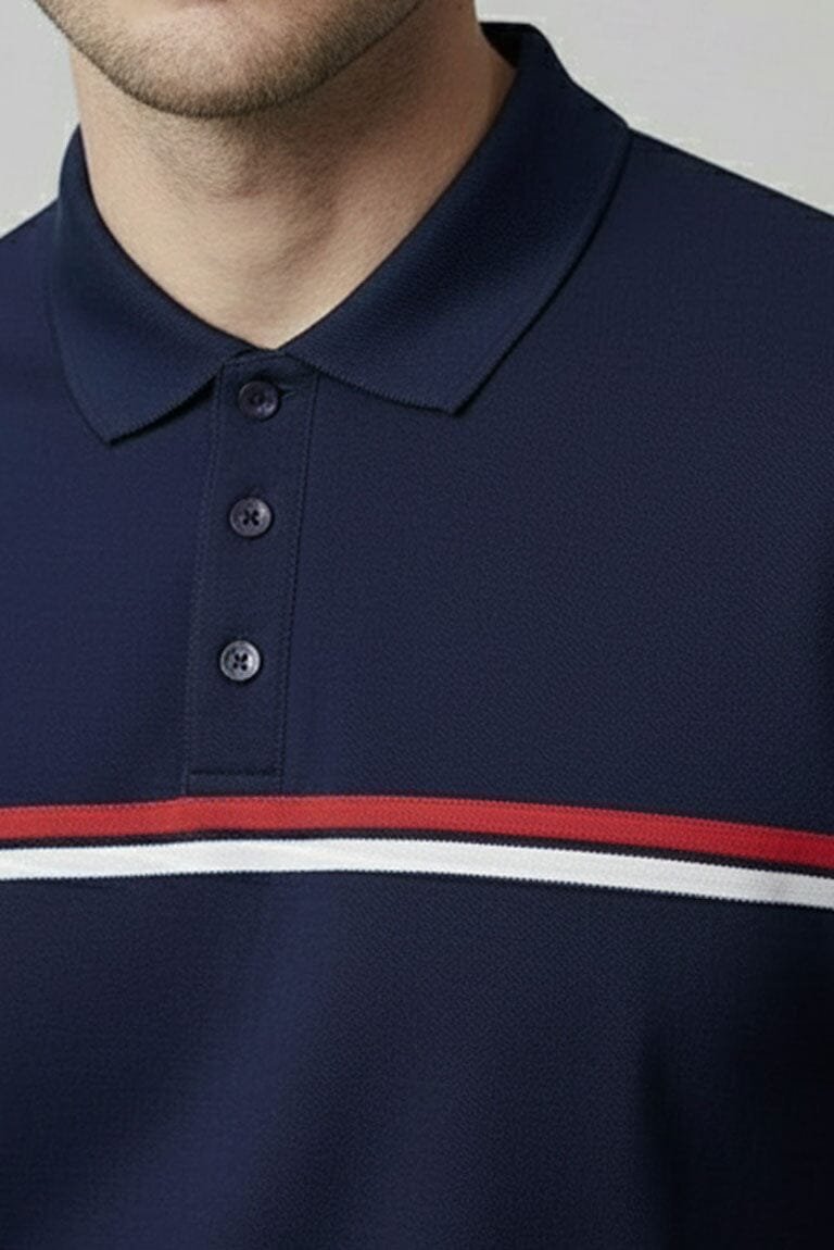 Men's Chest Striped Polo Shirt