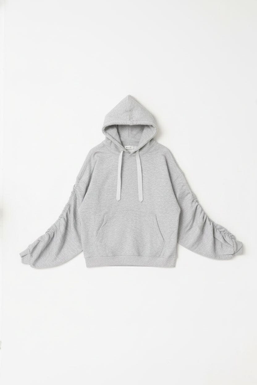 P7 Women's Ruched Sleeve Oversized Hoodie