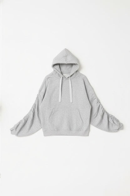 P7 Women's Ruched Sleeve Oversized Hoodie