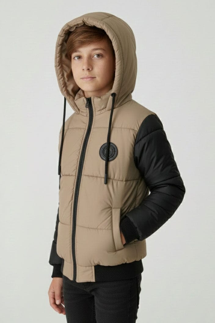Boy's Hooded Contrast Puffer Jacket