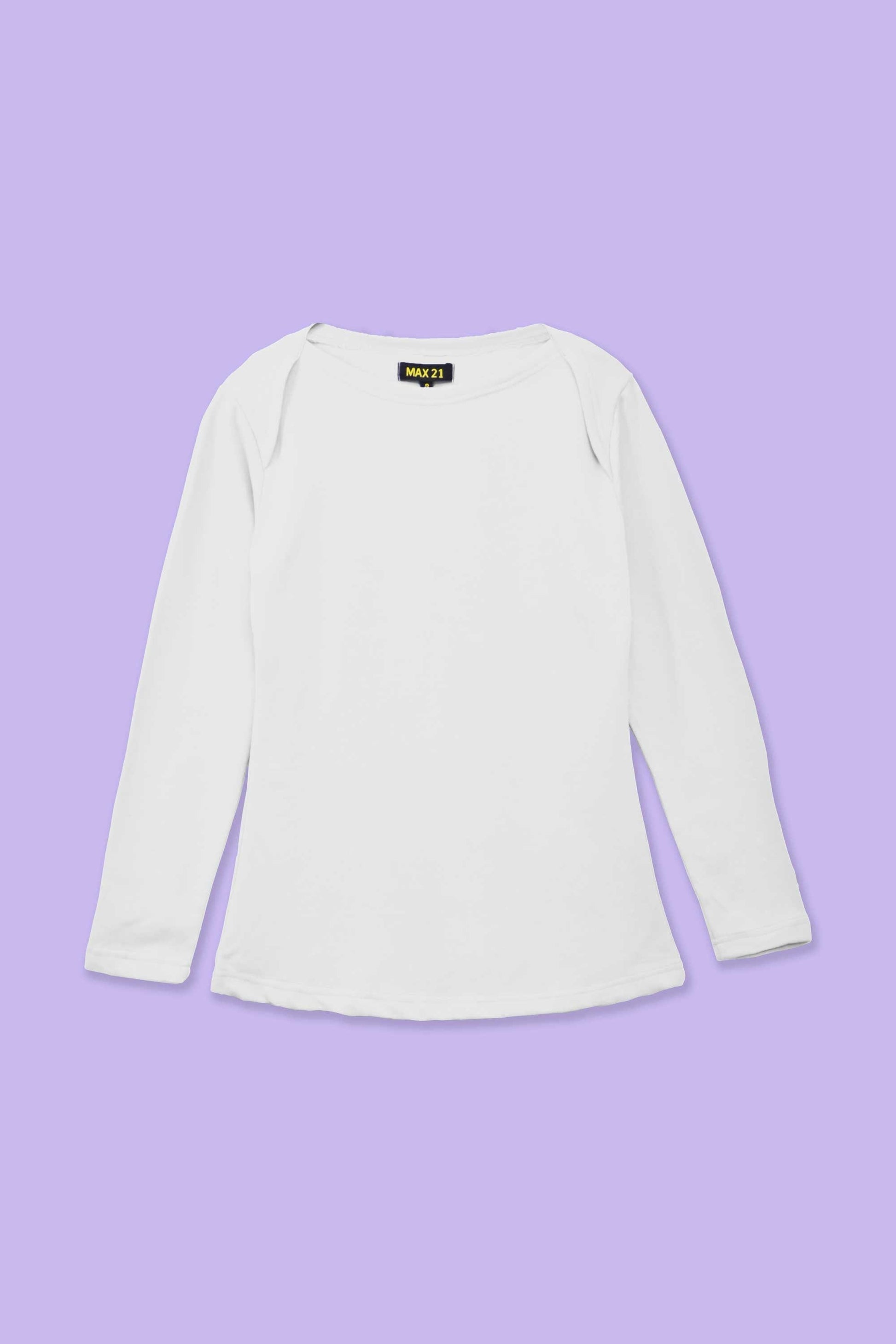 Max 21 Women’s Stylish Long Sleeves Sweat Shirt Women's Casual Shirt SZK White S 