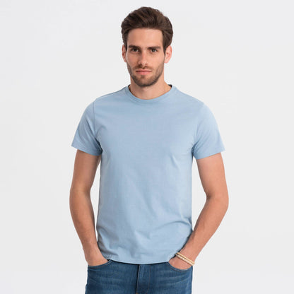 Fevlo Men's Palermo Solid Design Short Sleeve Tee Shirt Men's Tee Shirt Yasir Bin Asad (Sale Basis) Sky XS 