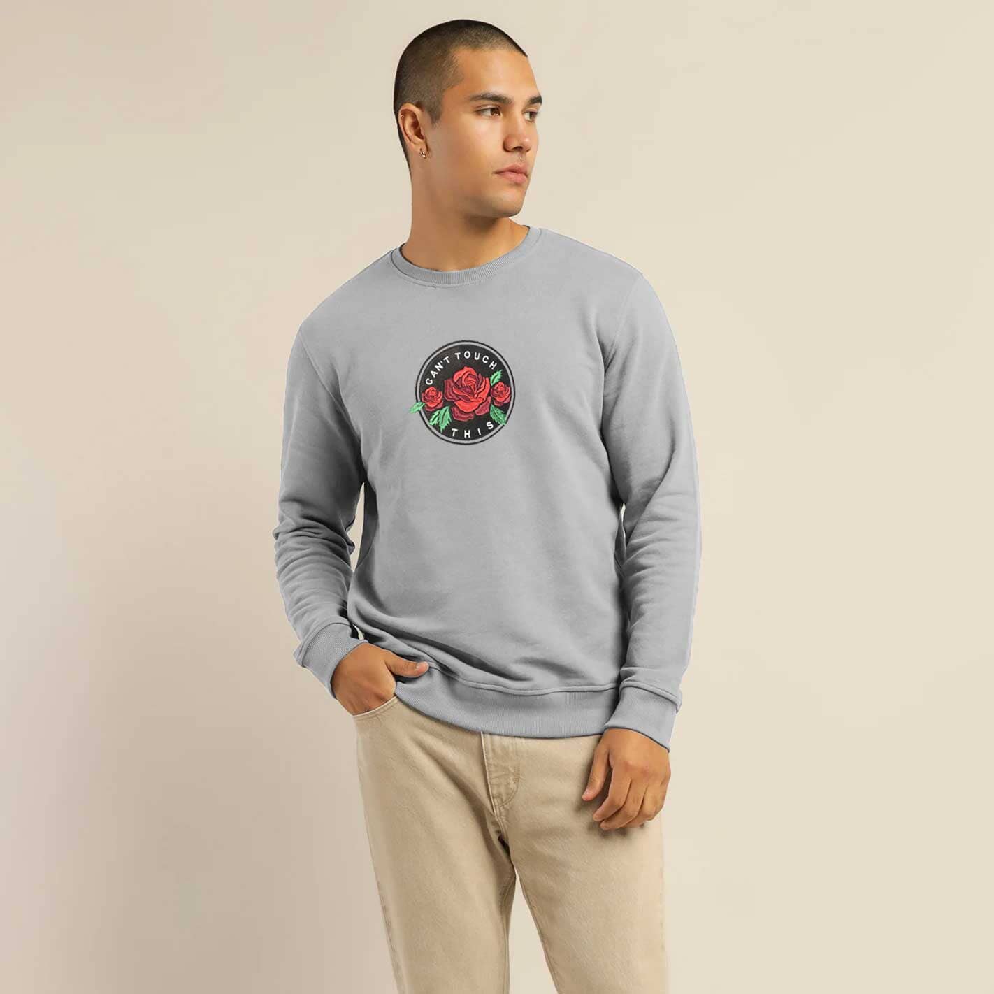 Polo Republica Men's Can't Touch Embroidered Fleece Sweat Shirt Men's Sweat Shirt Polo Republica Stealth Grey S 