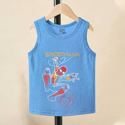 Junior Boy's Spiderman Printed Tank Top Girl's Tee Shirt SZK Powder Blue 3-6 Months 