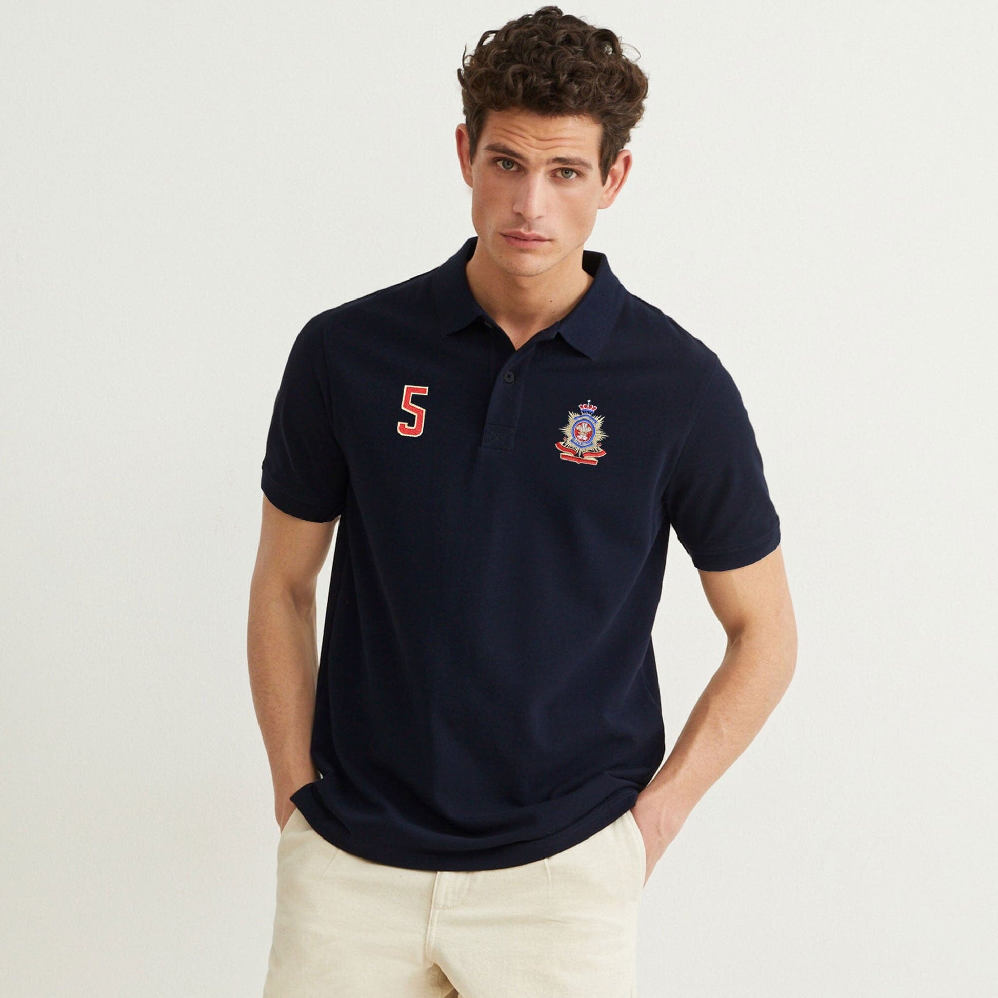 Polo Republica Men's Crest & 5 Embroidered Short Sleeve Polo Shirt Men's Polo Shirt Polo Republica Navy S 