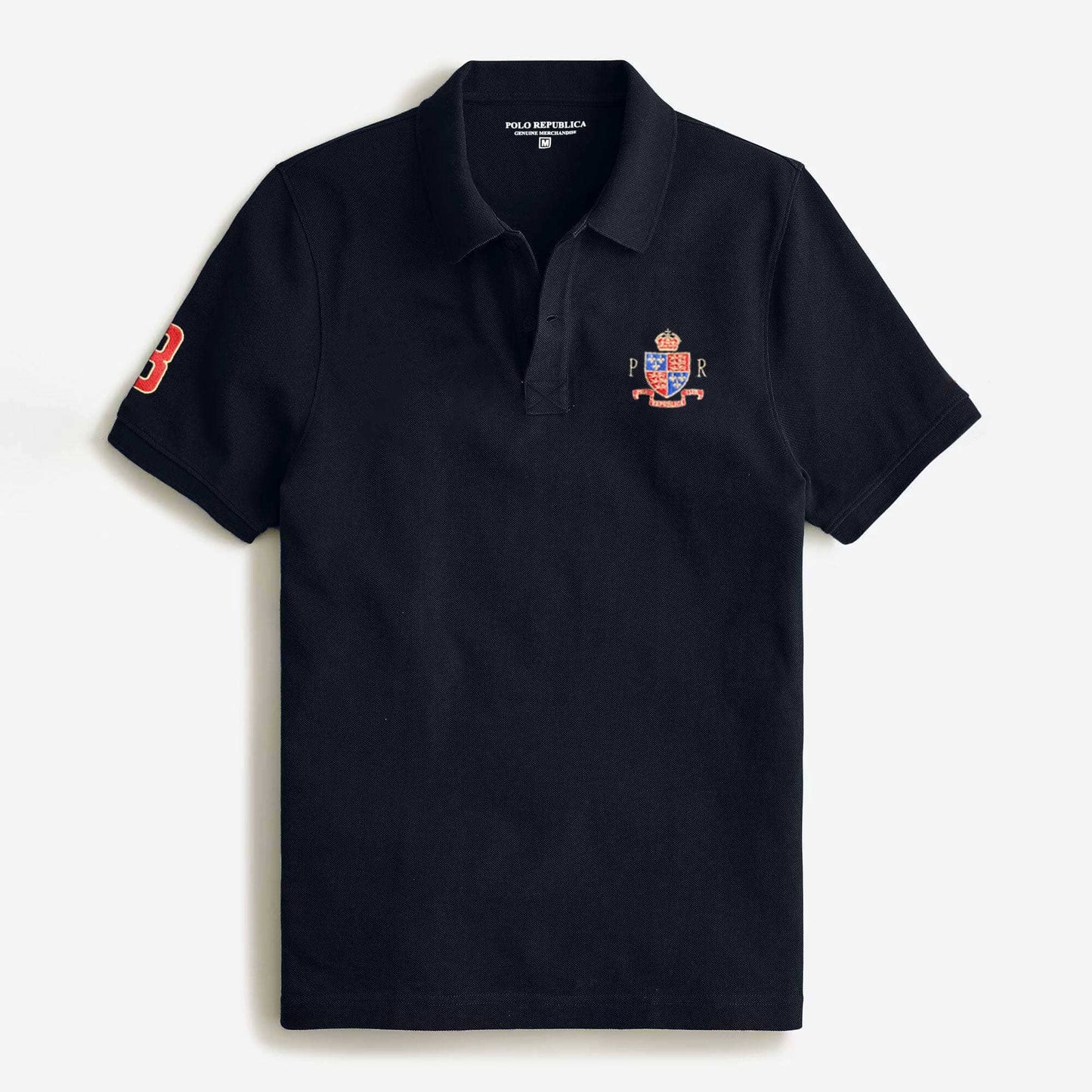 Polo Republica Men's PR Crest & 8 Embroidered Short Sleeve Polo Shirt Men's Polo Shirt Polo Republica 