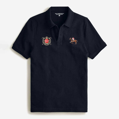 Polo Republica Men's Horse Rider & Flags Crest Embroidered Short Sleeve Polo Shirt Men's Polo Shirt Polo Republica 