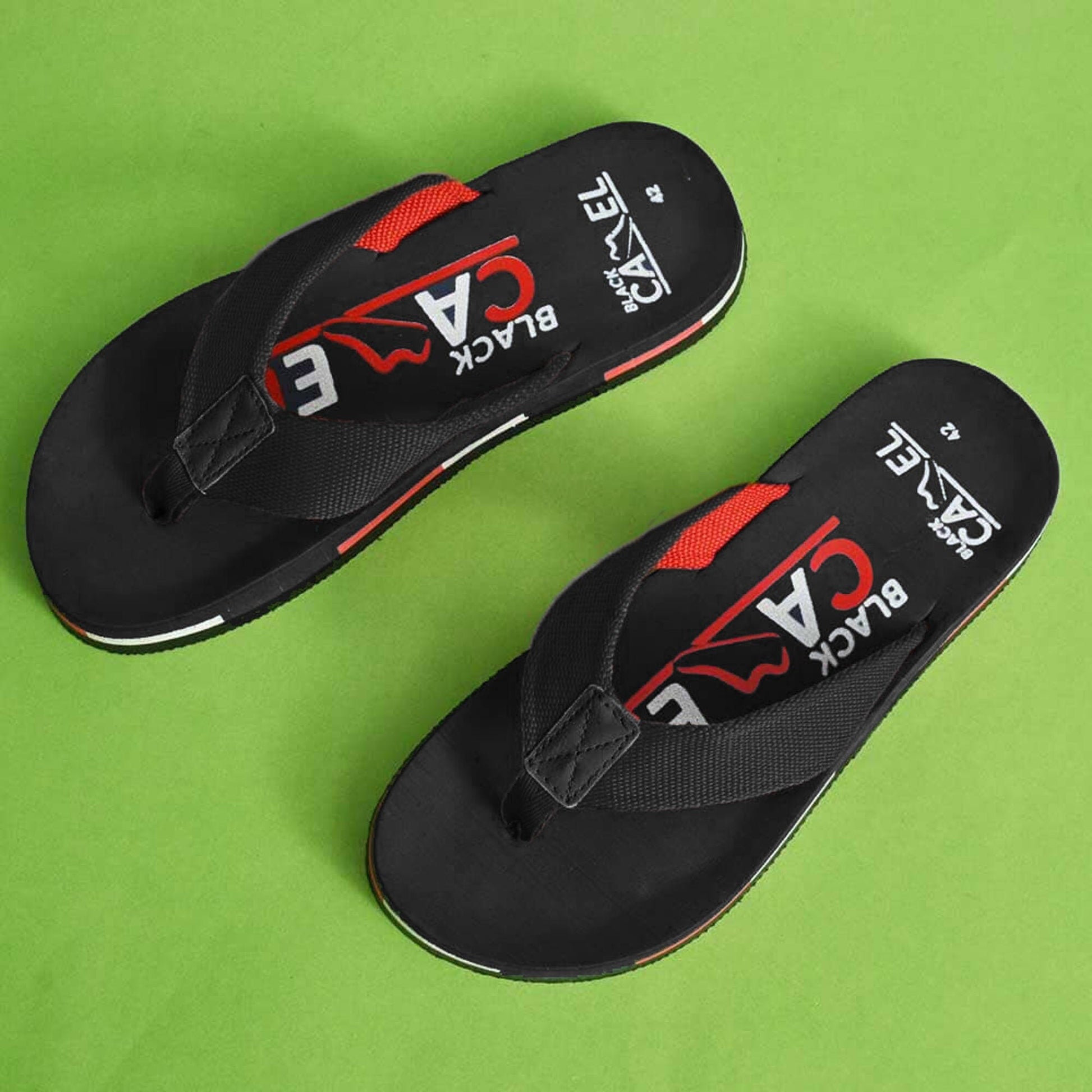 Black Camel Men's Strider Ultra-Light Soft Flip Flops Slippers Men's Shoes Hamza Traders Black & Red EUR 40 