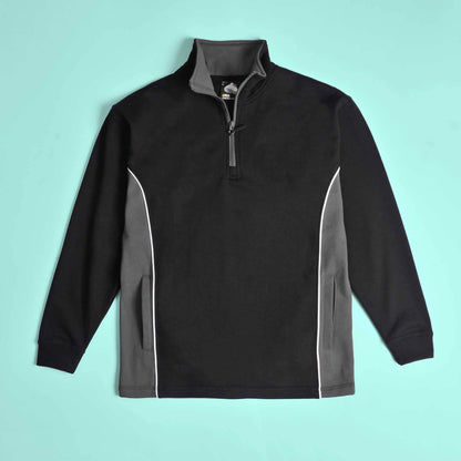 Men's Contrast Panels Quarter Zipper Fleece Sweat Shirt Minor Fault Image Black Graphite XS