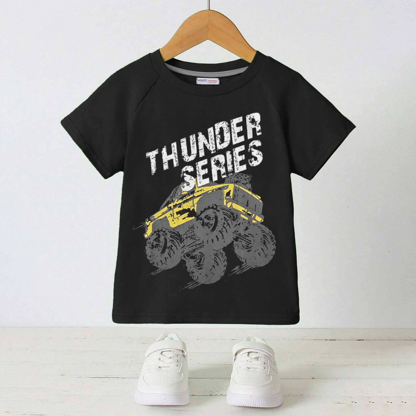 Minoti Kid's Thunder Jeep Printed Tee Shirt Boy's Tee Shirt SZK Black 3-6 Months 