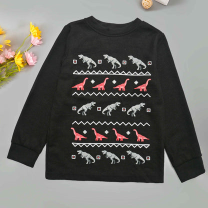CD Kid's Pitseng Dinosaur Printed Long Sleeve Thermal Sweat Shirt