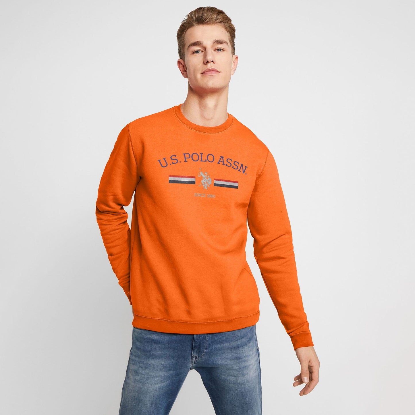 USPA Men's Since 1890 Printed Fleece Sweat Shirt Men's Sweat Shirt Fiza Orange XS 