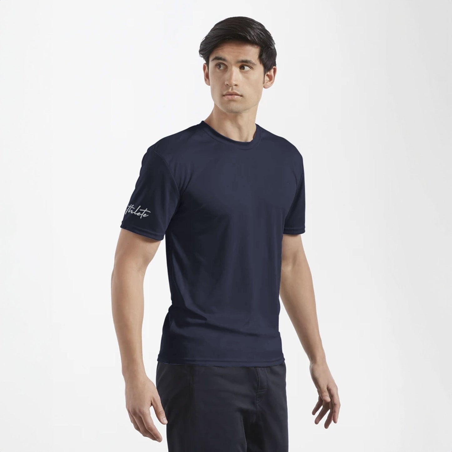 Men's Athlete Printed On Shoulder Activewear Crew Neck Minor Fault Tee Shirt