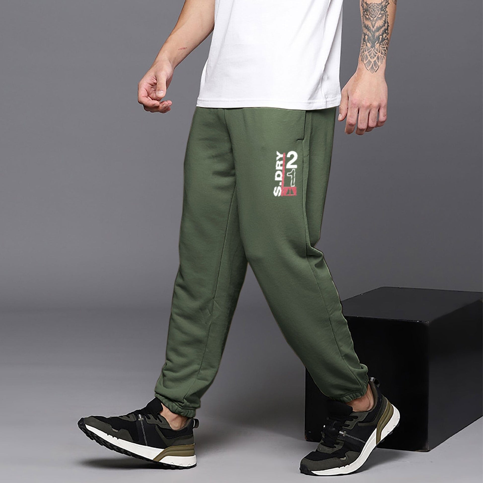 MAX 21 Men's S Dry Printed Fleece Joggers Pants Men's Jogger Pants SZK Bottle Green S 