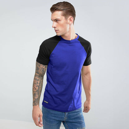 Harrods Men's Contrast Sleeve Style Crew Neck Tee Shirt Men's Tee Shirt IBT 